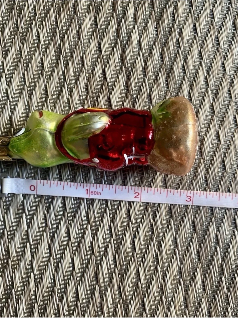Vtg Blown Glass Ornaments Lot 4 Elf Gnome Radko Frog Santa Face  Kitten In Shoe
